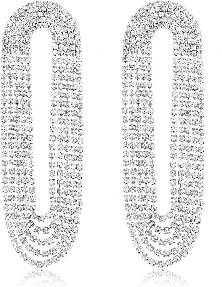 Rhinestone Earrings Sequin Earrings for Women Sparkly Dangle Earrings Long Chandelier Earrings | Amazon (US)