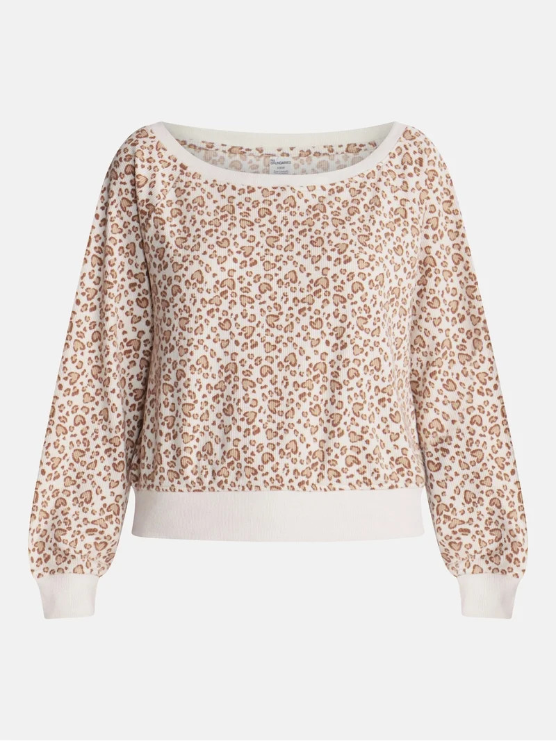 No Boundaries Waffle Knit Sleep Top, Women\u2019s and Women\u2019s Plus XS-2X | Walmart (US)