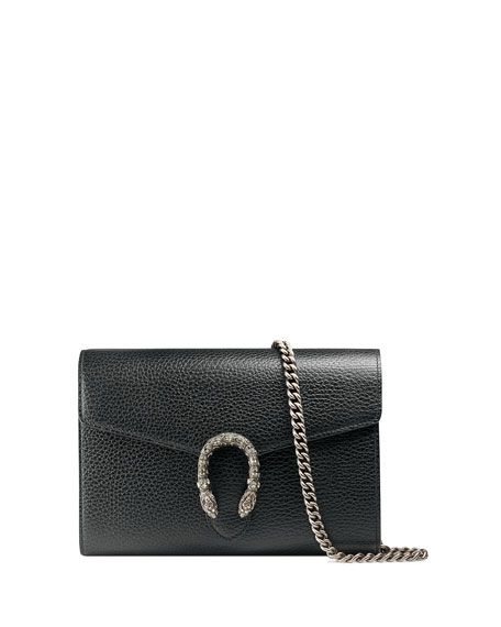 Dionysus Leather Mini Chain Bag, Black | Neiman Marcus