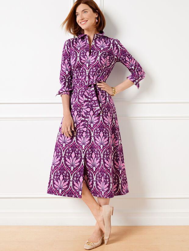 Modern Poplin Shirtdress - Floral Medallion | Talbots
