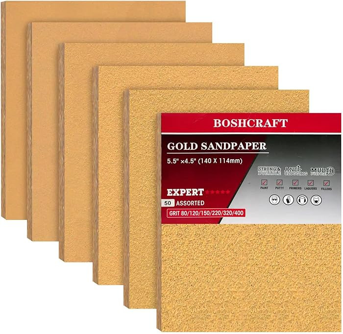 50 Pcs 1/4 Sheet Sandpaper, Premium Sand Paper 80/120/150/220/320/400 Grit Sandpaper Sheet Sand P... | Amazon (US)
