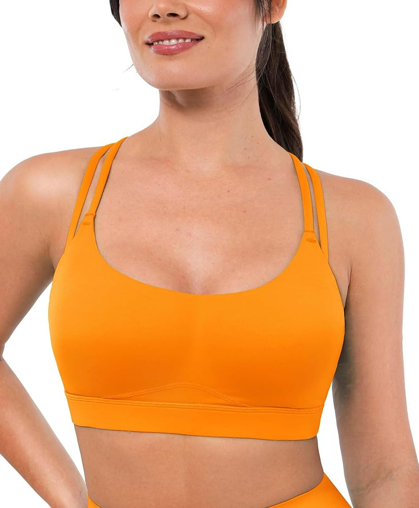BRXL Running Sports Bras for Women Strappy Yoga Bra Criss Cross Back Workout Gym Crop Top with Re... | Amazon (US)