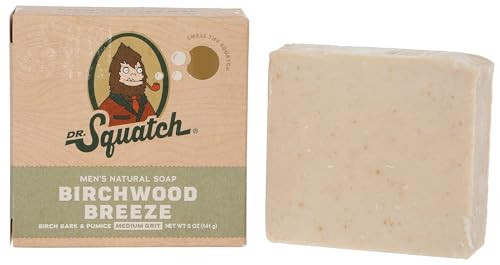 DR SQUATCH All Natural Bar Soap for Men with Medium Grit - Birchwood Breeze 5 Ounce (Pack of 1) | Amazon (US)