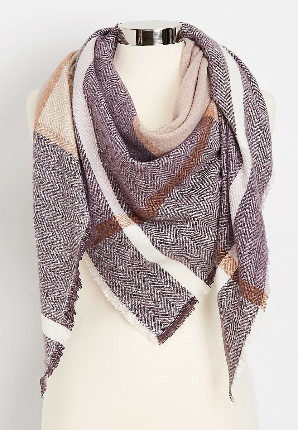 herringbone plaid triangle scarf | Maurices