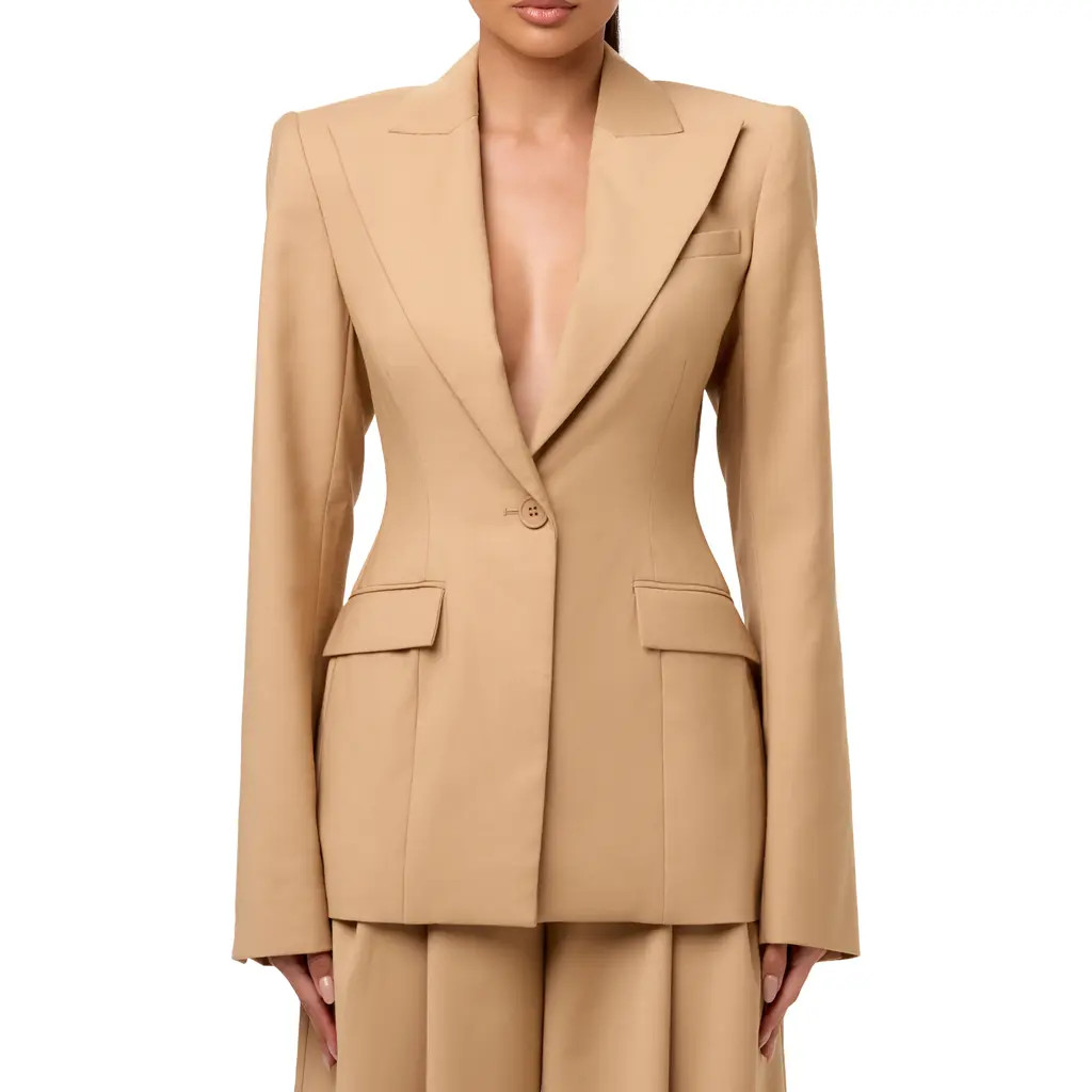 Naked Wardrobe One-Button Blazer in Camel at Nordstrom, Size Small | Nordstrom