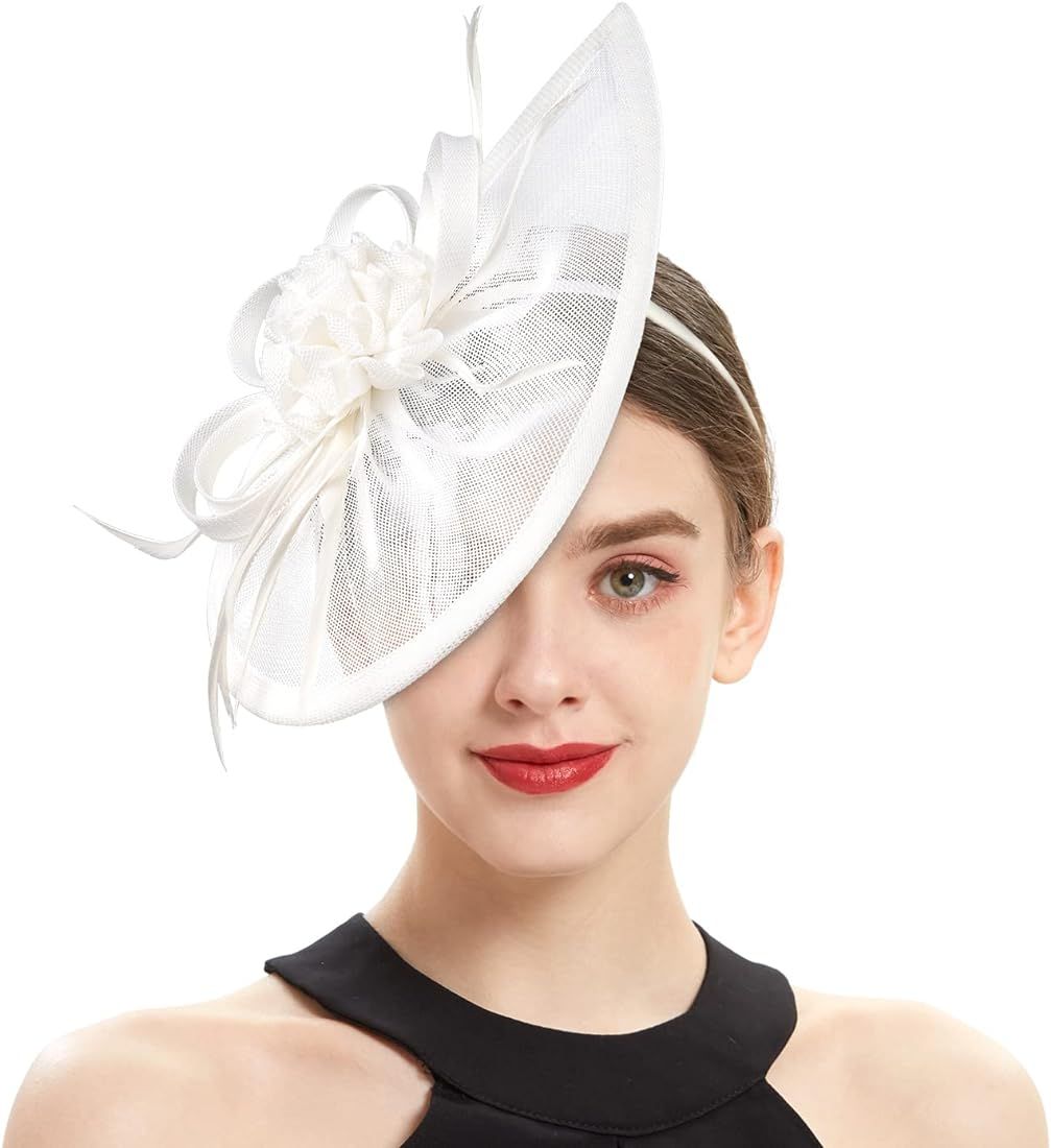LATIMOON Fascinators for Women Derby Pillbox Hat Cocktail Tea Party Feather Headband | Amazon (US)