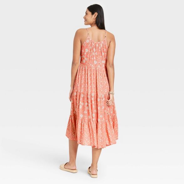 Women's Sleeveless Tiered Dress - Universal Thread™ Coral Floral | Target