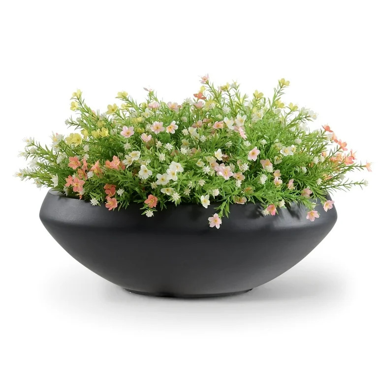 18.9-Inch Concrete Bowl Planter with Drain Hole, Large Outdoor Planters, 16.7-Inch Opening, 6.4-I... | Walmart (US)