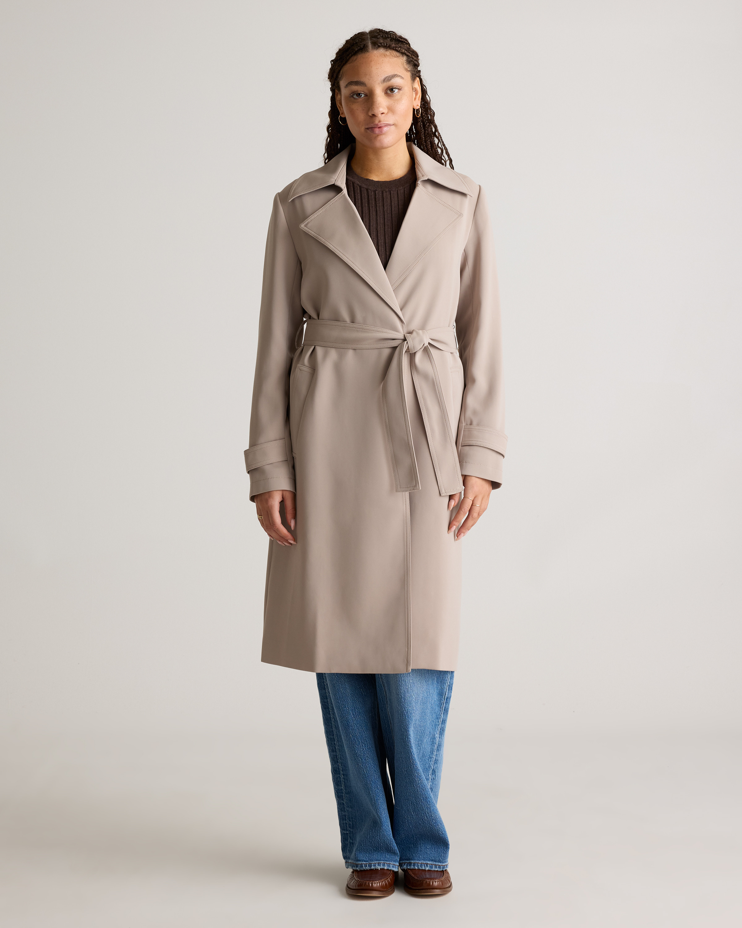 Quince | Women's Stretch Crepe Trench Coat in Morel, Size Small, Recycled Polyester | Quince