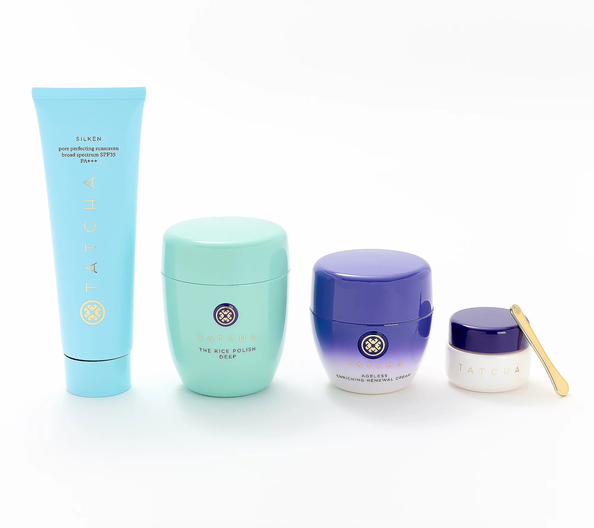 TATCHA 4-pc Ritual Ageless Face & Eye w/Jumbo Silken SPF 35 | QVC