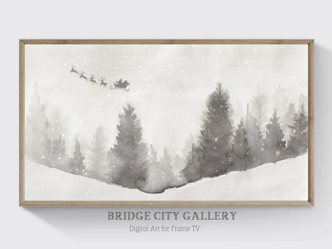 Christmas Samsung Frame TV Art Santa's Sleigh and - Etsy | Etsy (US)