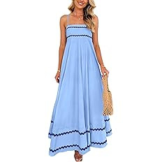 PRETTYGARDEN Women's 2026 Summer Flowy Maxi Dress Casual Sleeveless Spaghetti Strap Ruffle Beach ... | Amazon (US)