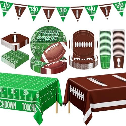 QZYL Football Party Decorations Serve 24, 99 Pcs Football Party Supplies, Disposable Football Din... | Amazon (US)