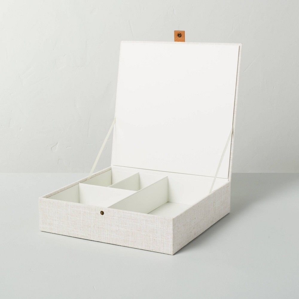 Fabric Divided Jewelry Box Cream - Hearth & Hand with Magnolia, Ivory | Target