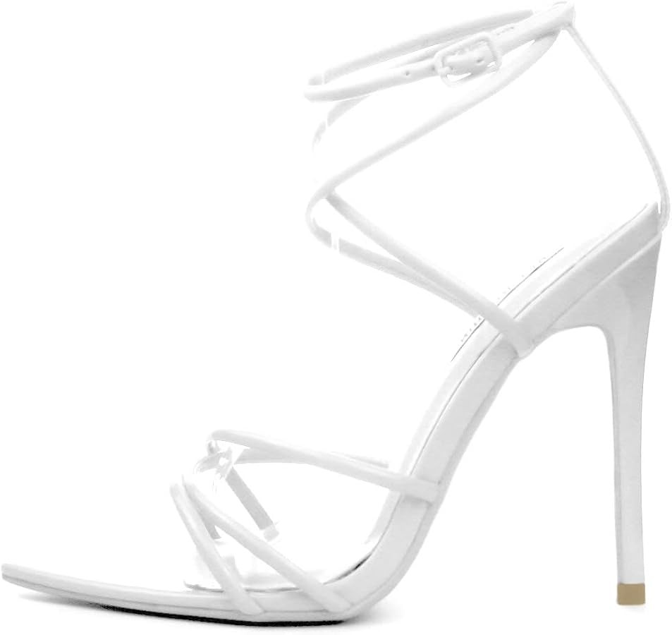 Cape Robbin Women's Strappy Pointy Open Toe Ankle Strap Stiletto Sandal-Ada | Amazon (US)