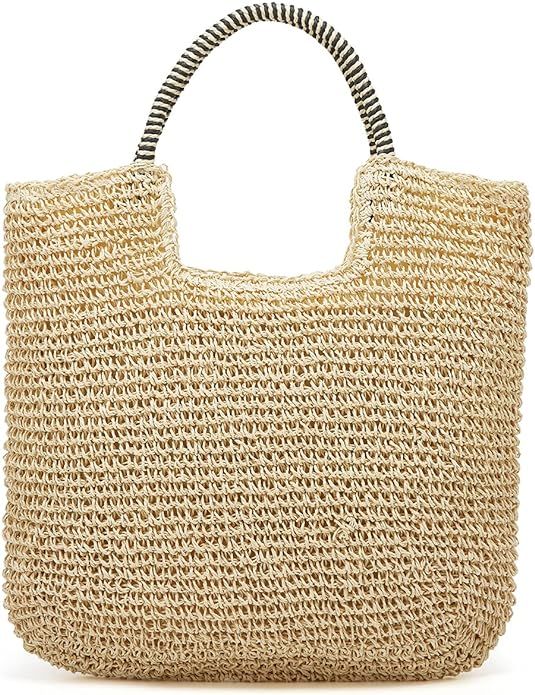 Women Straw Bgas Woven Tote Large Beach Summer Handmade Weaving Shoulder Bag Handbag | Amazon (US)