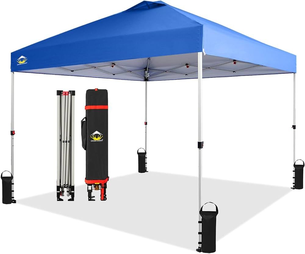 Crown Shades 10x10 Pop up Canopy Outside Canopy, Patented One Push Tent Canopy with Wheeled Carry... | Amazon (US)