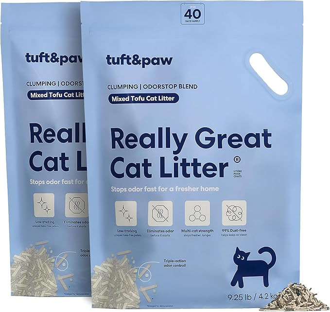 Tuft & Paw Really Great Cat Litter OdorStop, Low Tracking Mixed Tofu Cat Litter, Clumping, Multi-... | Amazon (US)