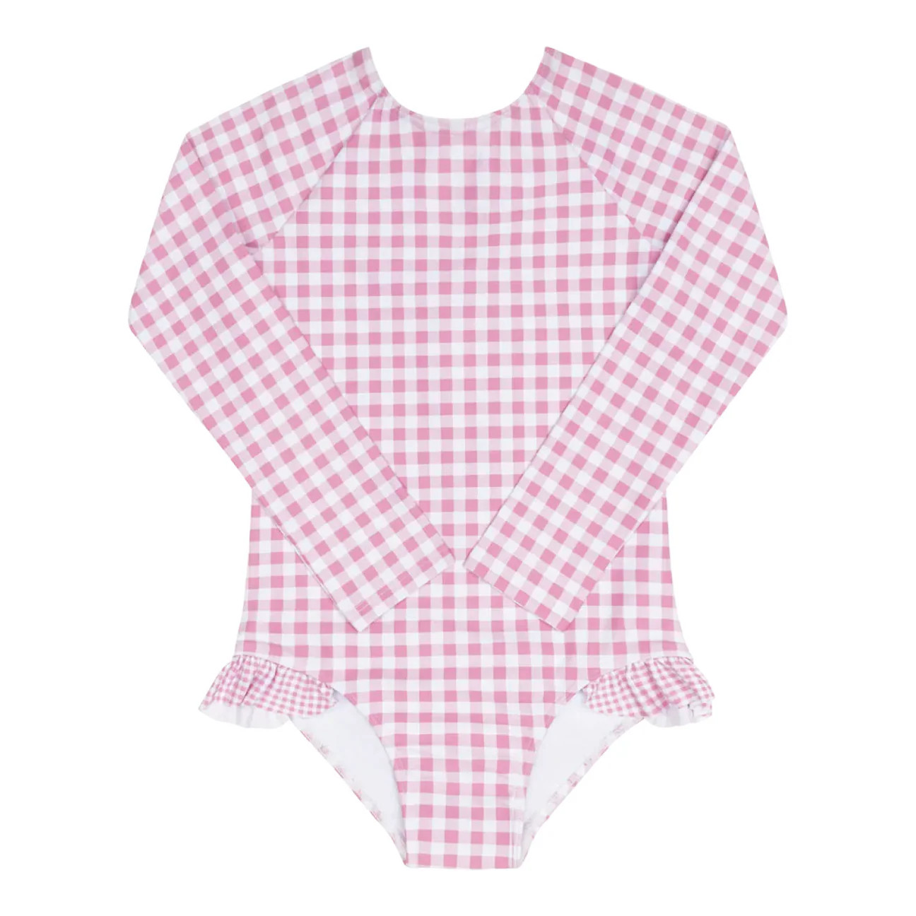 girls blush gingham rashguard one piece | Minnow