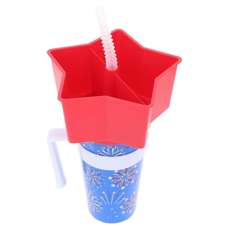 Fireworks Plastic Stadium Tumbler with Star-Shaped Snack Bowl, Patriotic by Way To Celebrate - Wa... | Walmart (US)