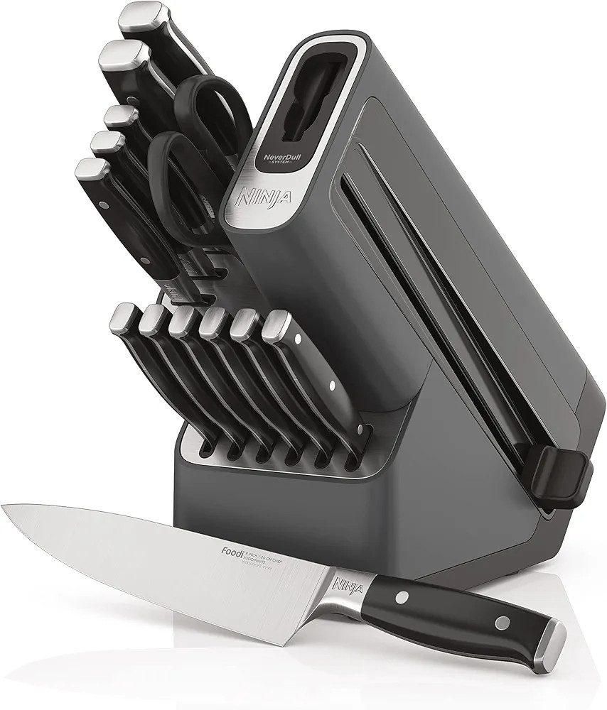 Ninja Knife Set, Knife Sharpener, Knife Block Set, Stainless Steel Knives, 14 Piece Set, Steak Kn... | Amazon (US)