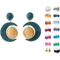Sun & Moon Silk Wrapped Ball Earrings - Gold Half Black Bonbon Beaded | Etsy (US)