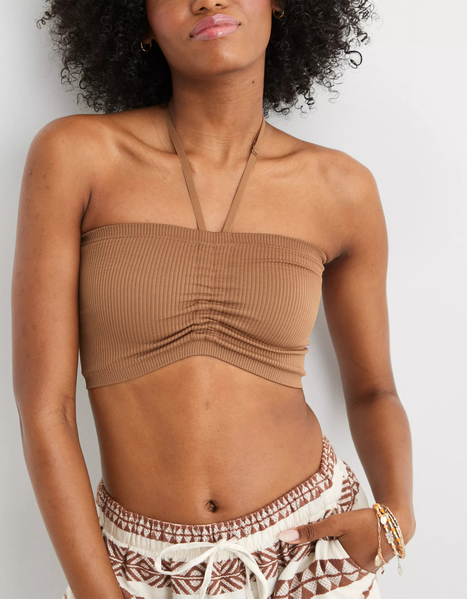 Aerie Seamless Ruched Halter Bralette | Aerie