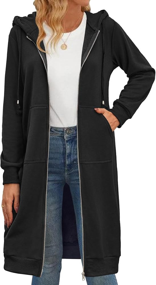 Zeagoo Women's Zip Up Hoodies Oversized Fleece Long Tunic Sweatshirts Casual Long Sleeve 2026 Fal... | Amazon (US)
