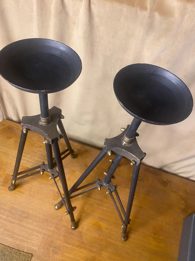 Vintage Industrial Candle Holders Rustic Metal Tripod Set 2 Tall 25 Inch Plant Stand - Etsy | Etsy (US)