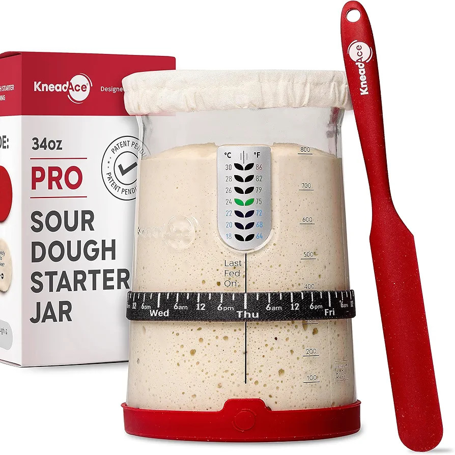KneadAce Pro Glass Sourdough Bread Starter Kit - 34 oz Large Capacity Jar with 5 unique features ... | Amazon (US)
