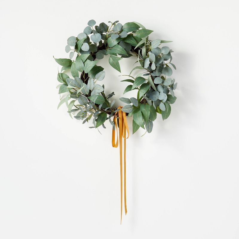 Wild Eucalyptus and Olive Leaf Ribbon Wreath - Threshold&#8482; designed with Studio McGee | Target