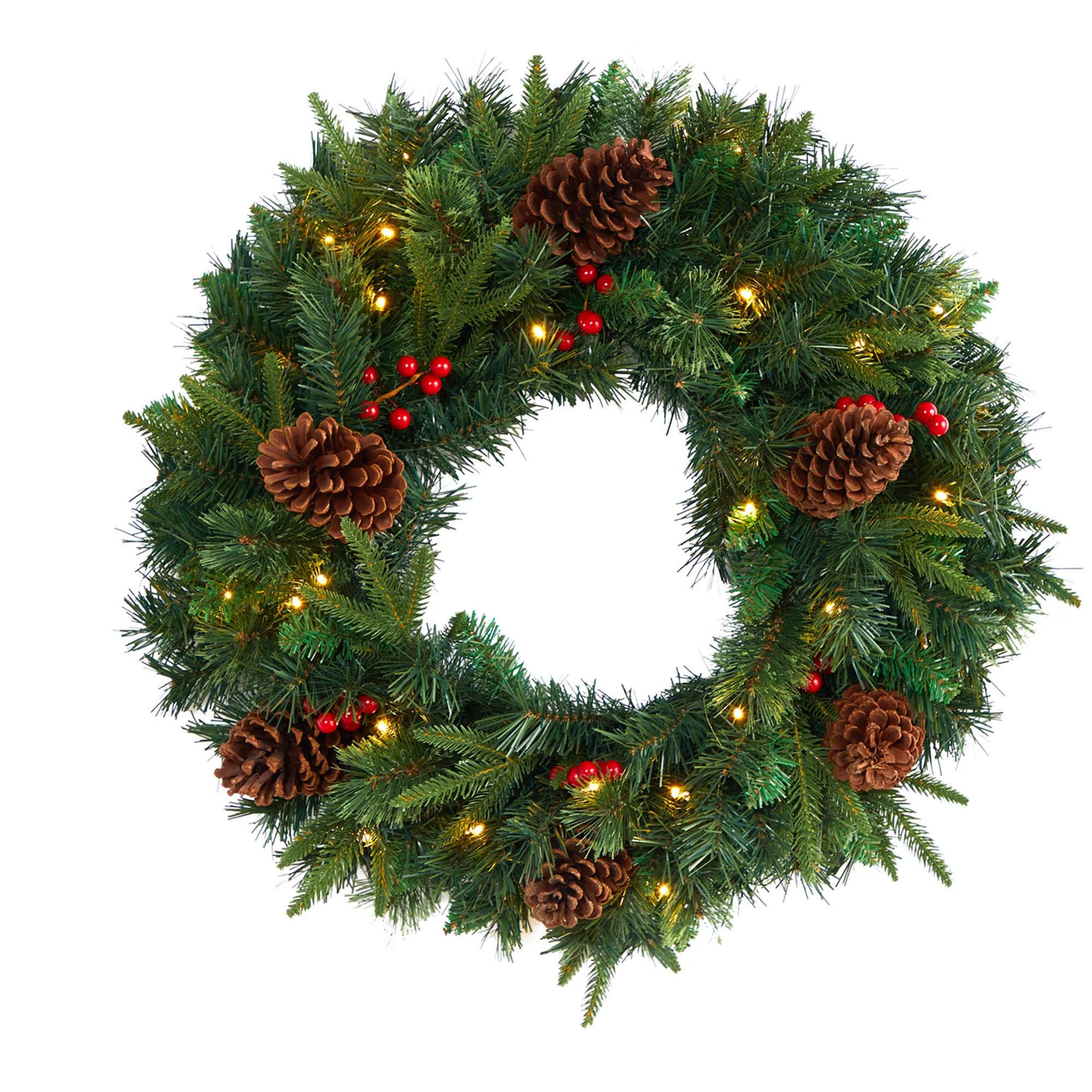 nearly natural 24-in. Mixed Pine Artificial Christmas Wreath | Kohl's
