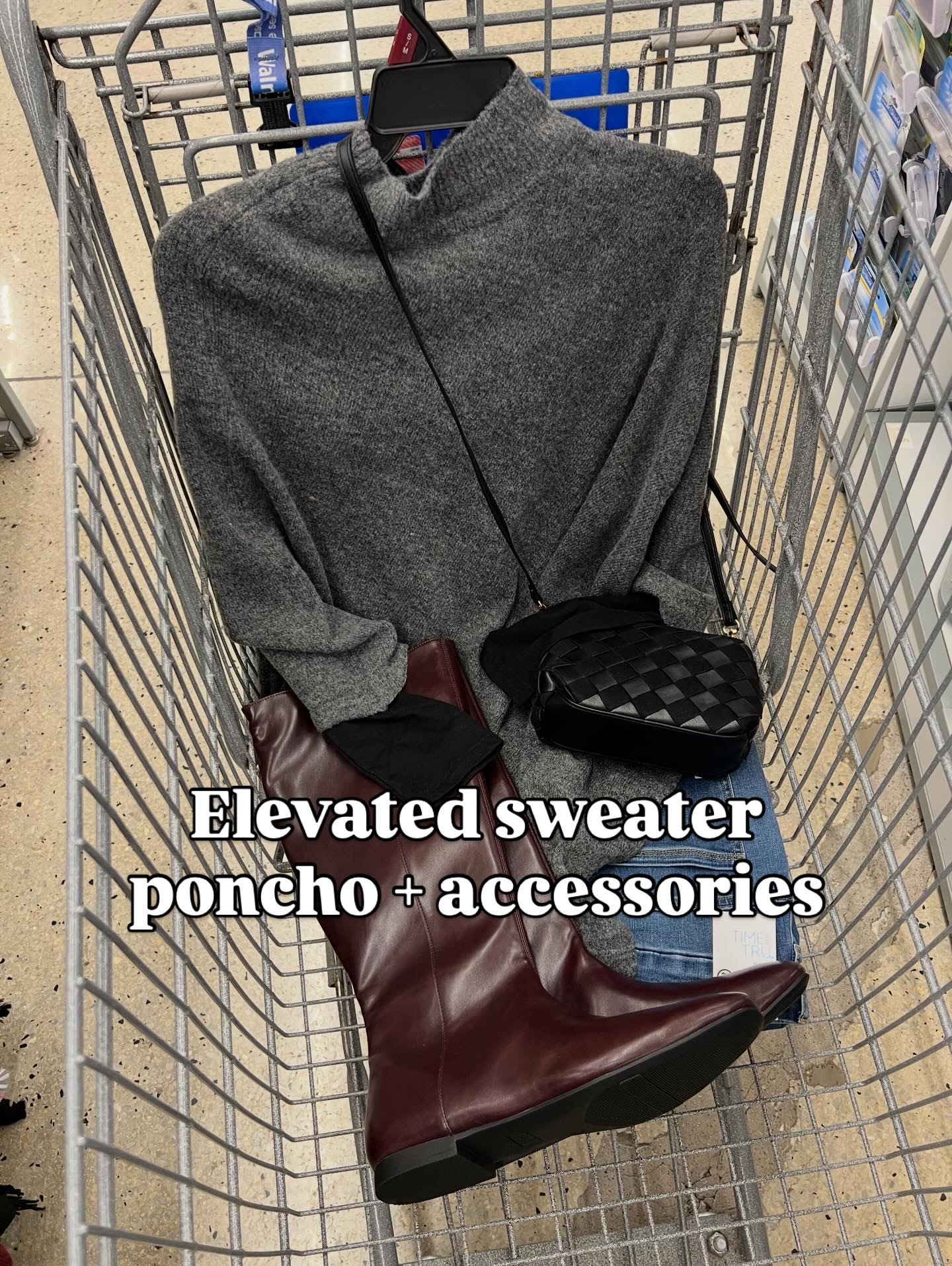 I really love how these Walmart pieces came together! Knit sweater poncho with high rise jeggings and tall burgundy boots for a cozy and chic winter look. #walmartfashion #walmart

#LTKOver40 #LTKFindsUnder50 #LTKFindsUnder100