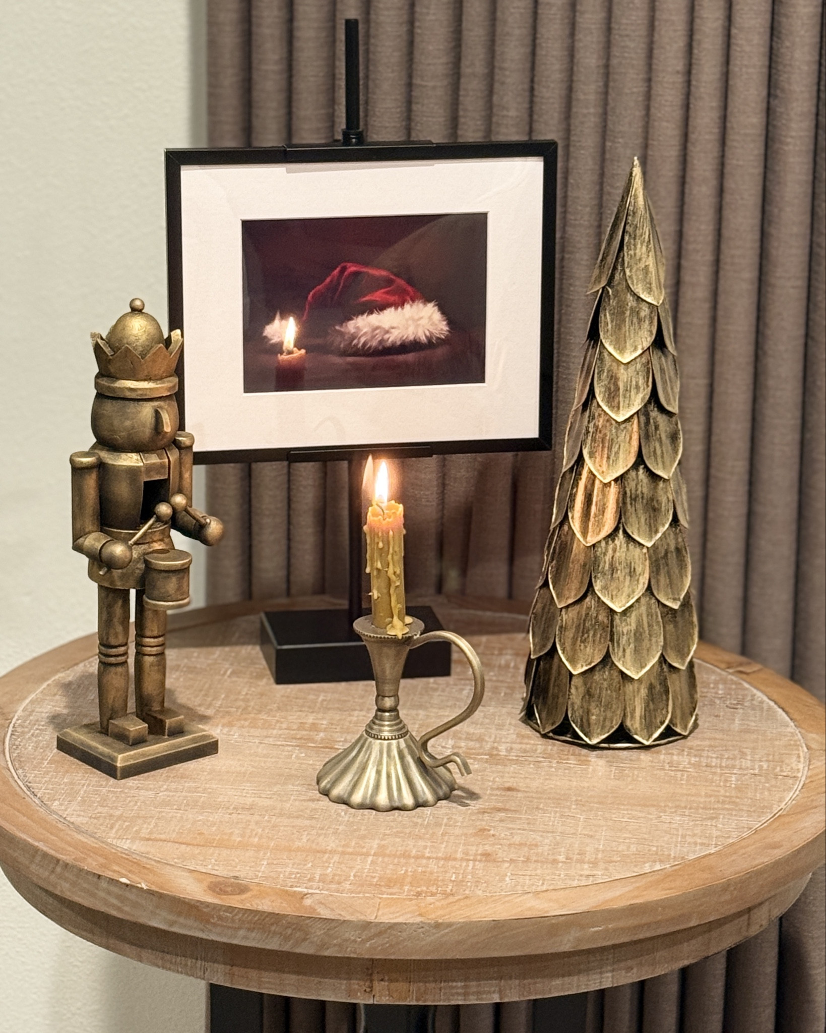 Printable Santa hat Digital Art, side table, picture easel and antique candle holder  

#LTKSeasonal #LTKHome #LTKHoliday