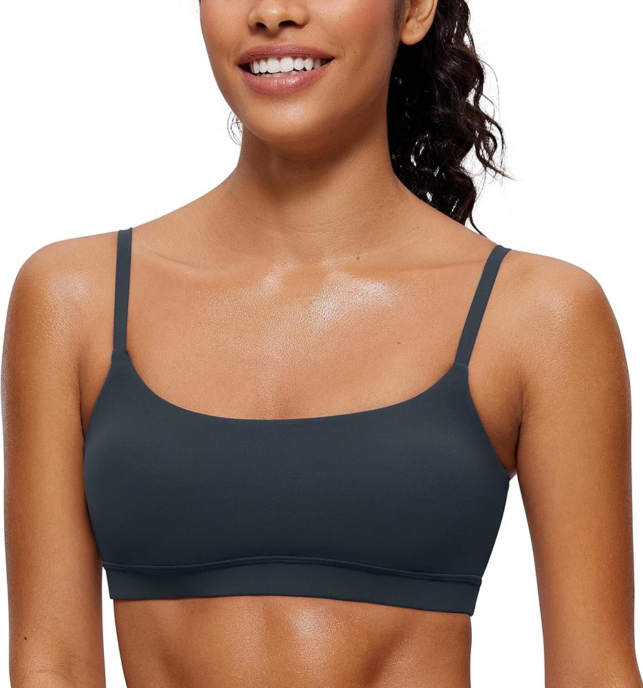 CRZ YOGA Womens Butterluxe Adjustable Spaghetti Strap Sports Bra - Scoop Neck Wireless Padded Bra... | Amazon (US)