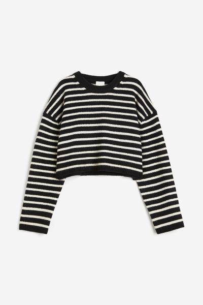 Short Sweater - Black/striped - Ladies | H&M US | H&M (US + CA)