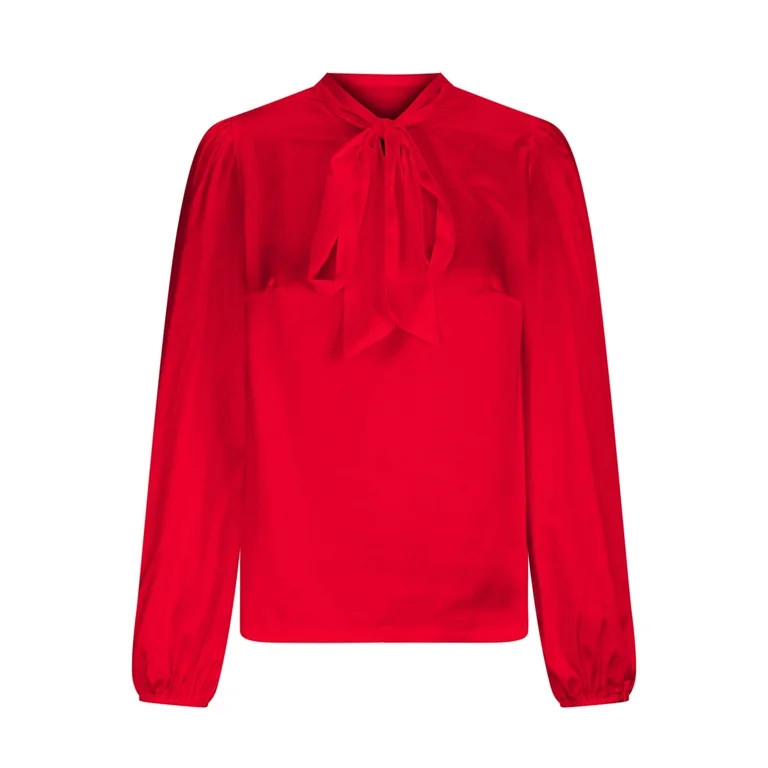 Aboser Womens Elegant Satin Shirts Dressy Casual Button Down Blouses Bow Front Long Sleeve Shirt ... | Walmart (US)