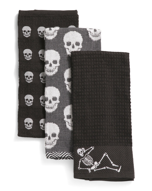 Set Of 3 Relaxed Skeleton Kitchen Towels | TJ Maxx