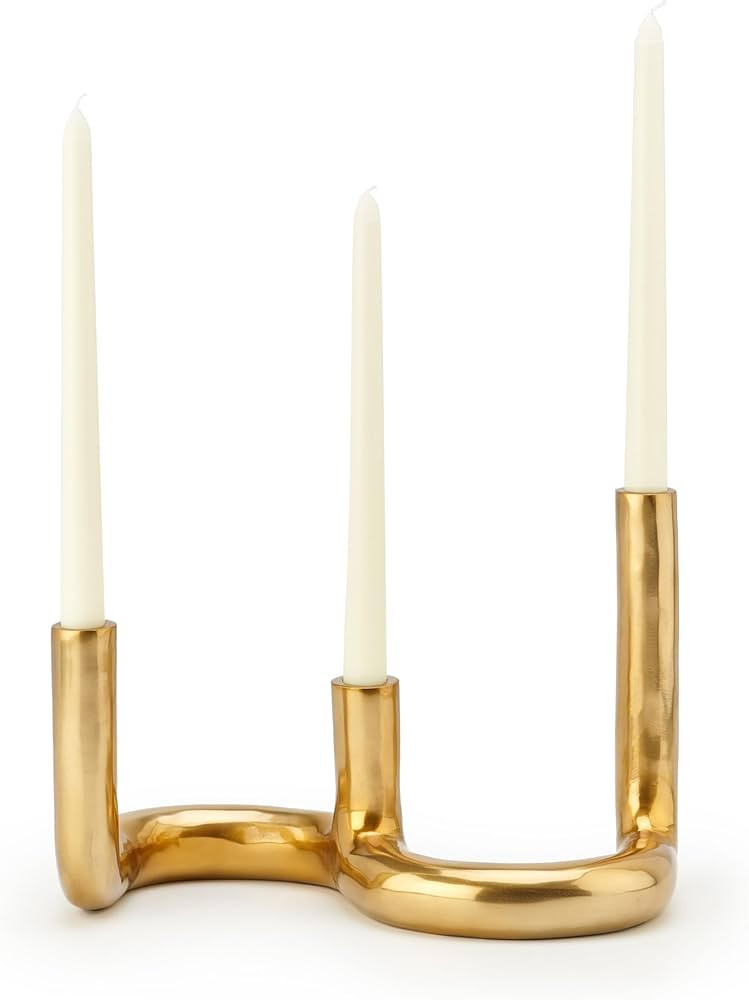 LB2 Gold Candle Holders for Modern Home Décor, Decorative Triple Candlestick Holders for Formal ... | Amazon (US)