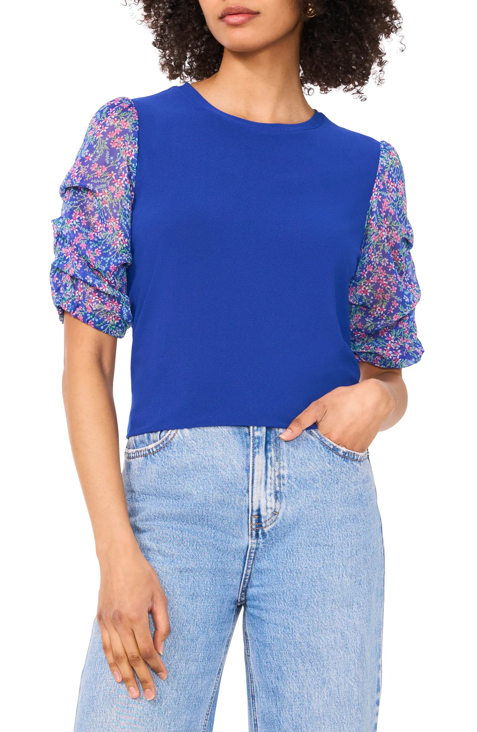 Chaus Mixed Media Floral Print Top | Nordstrom | Nordstrom