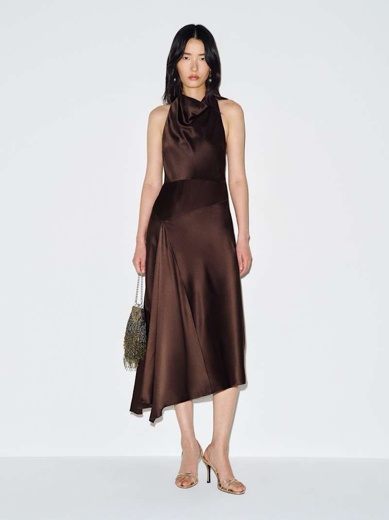 Reformation Emna Silk Dress Brown 8 | Reformation (Global)