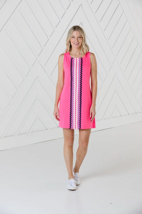 Hibiscus Sleeveless Shift Dress with Ric Rac | Sail to Sable