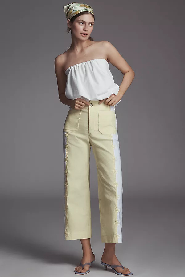The Colette Cropped Wide-Leg Pants by Maeve: Embroidered Magic Fabric Edition | Anthropologie (US)