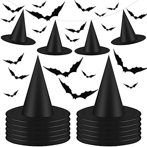ELCOHO 12 Pieces Halloween Black Witch Hats Halloween Costume Witch Accessories Caps Fancy 32 Pieces | Amazon (US)