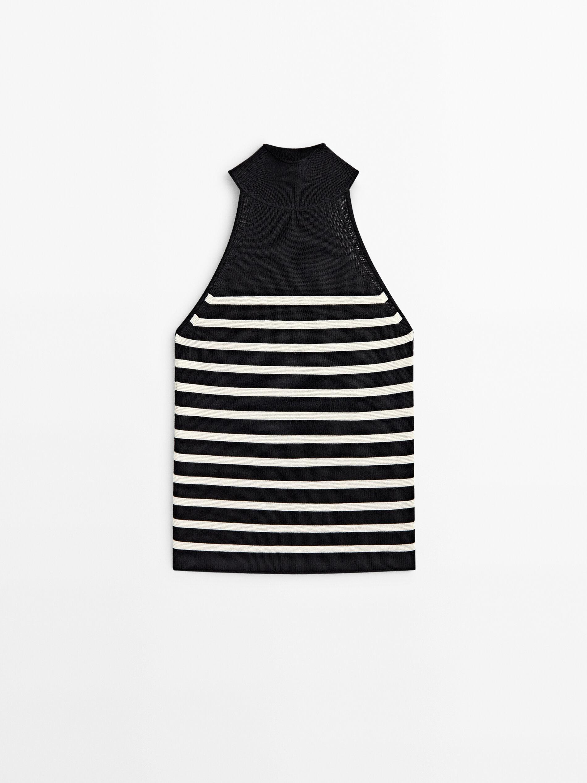 Gestreiftes Neckholder Top | Massimo Dutti DE