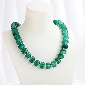 Resin Beads Necklace for Women Chunky Choker Necklaces Boho Colorful Acrylic Beaded Choker Neckla... | Amazon (US)