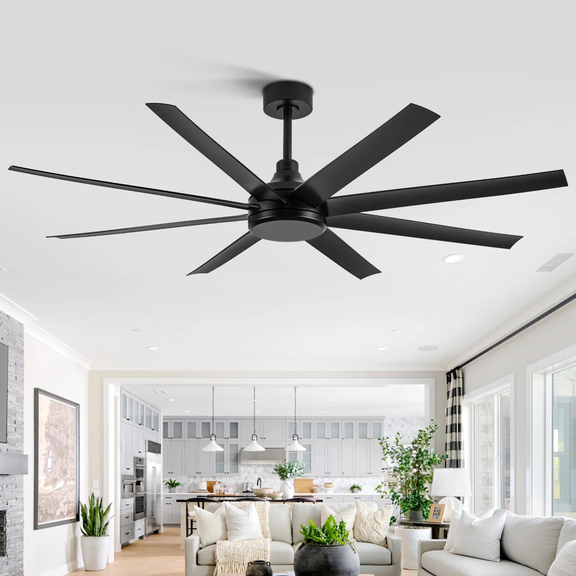 Ilette 65/72/84-inch 8- Blade DC Motor Windmill No Lights Ceiling Fan with Remote Control | Wayfair North America