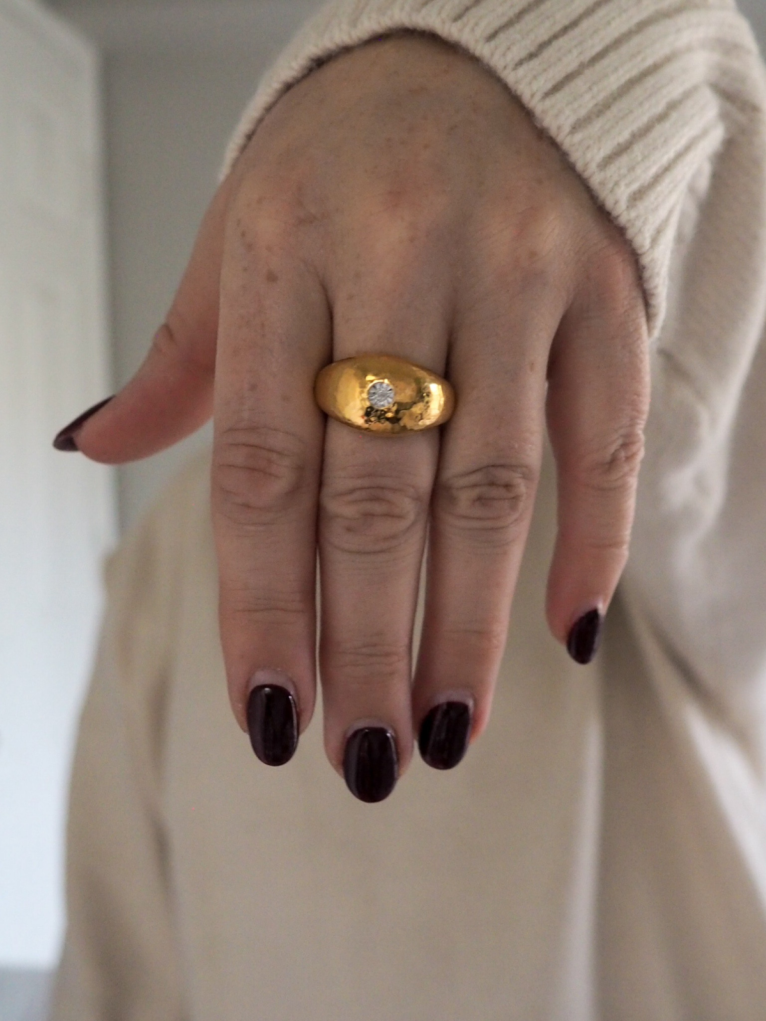 Excuse the nails, but look at this ring 😍😍😍. Tis the season to sparkle ✨ Good ring. Monica Vinader. Dome ring. Diamonds. 

#LTKGiftGuide