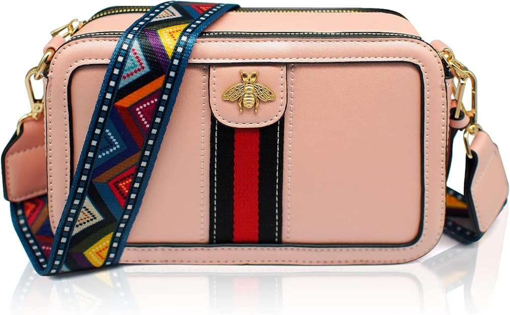 Beatfull Designer Bee Crossbody Purse for Women PU Leather Shoulder Handbag Camera Clucth | Amazon (US)