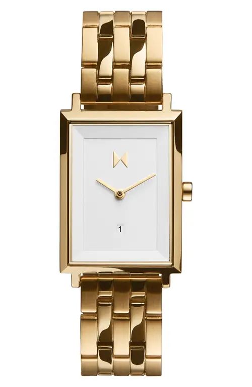 MVMT WATCHES MVMT Signature Square Bracelet Watch, 24mm in Gold/White/Gold at Nordstrom | Nordstrom